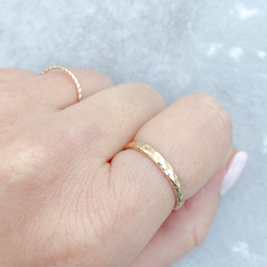 Classic Hammered Ring 14ct Yellow Gold Filled