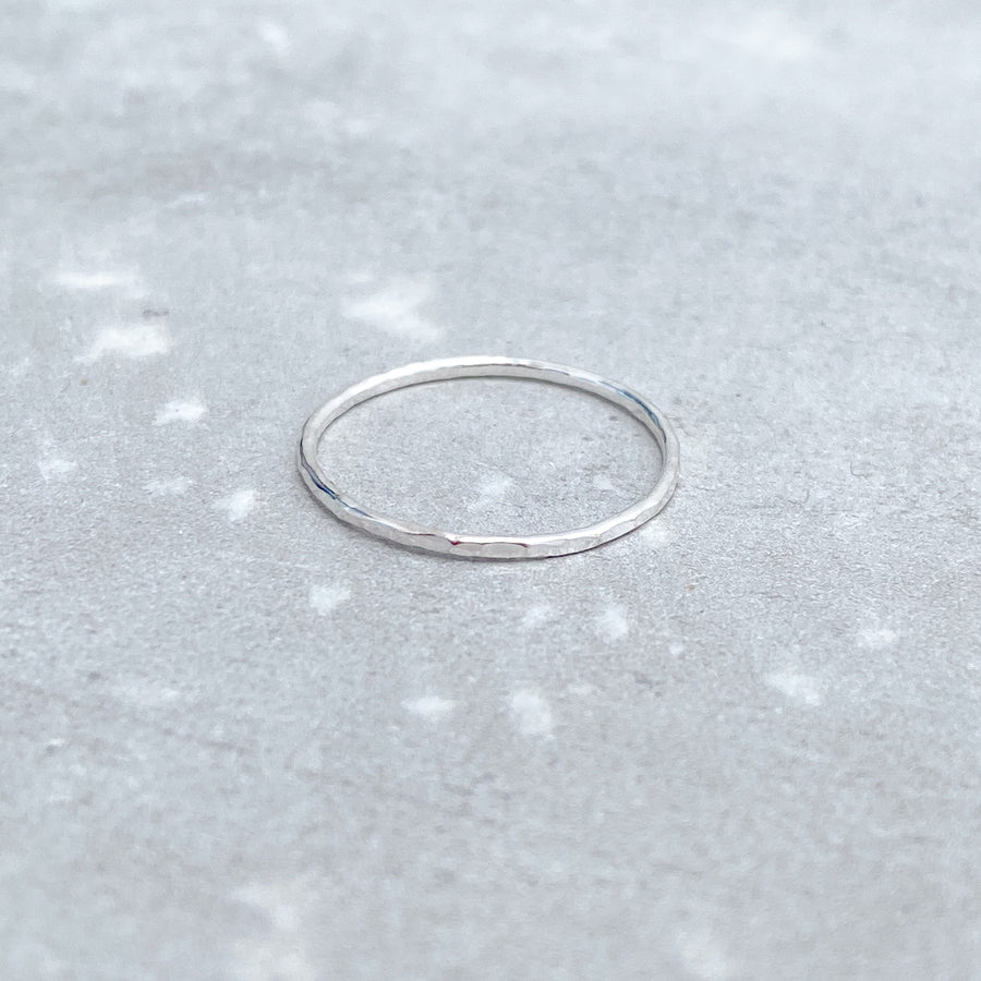 HAMMERED Skinny Ring 925 Sterling Silver