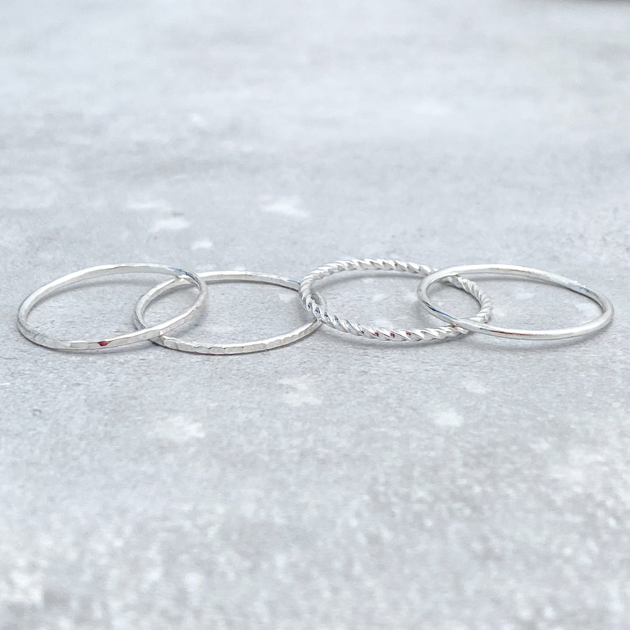 TEXTURED Skinny Ring 925 Sterling Silver