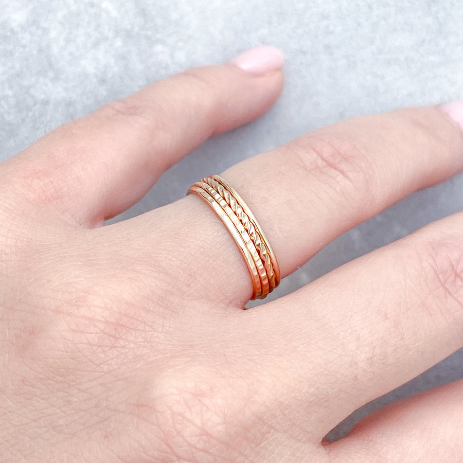 TEXTURED Skinny Ring 14ct Yellow Gold Filled