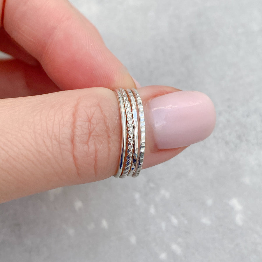 TEXTURED Skinny Ring 925 Sterling Silver
